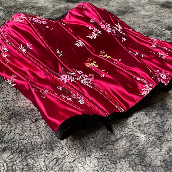 SOLD VTG Floral Brocade Satin Corset - Picture 7 of 13